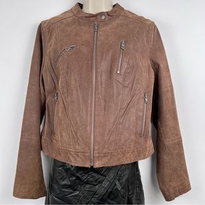 Levi’s leather suede Brown Mocha Full zip pockets jacket women’s size S